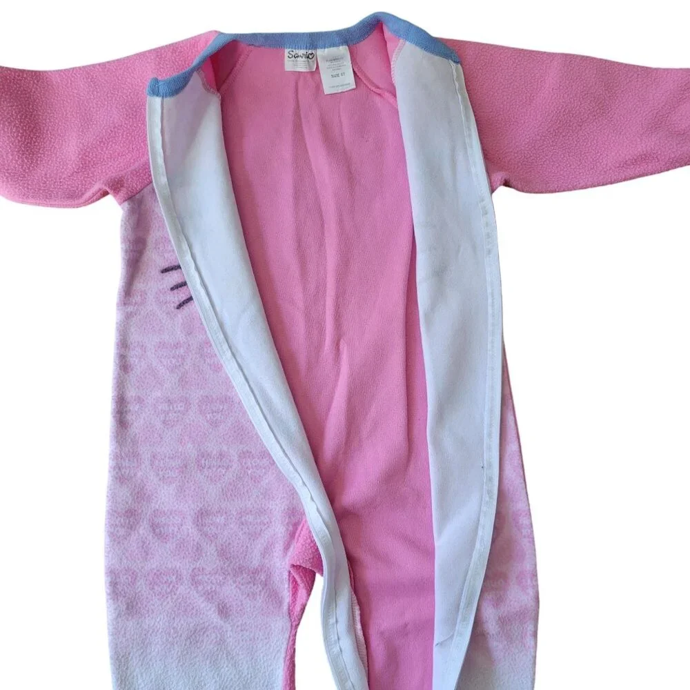 Sanrio Hello Kitty 5T Fleece Pajama Footie PJs Pink‎ Purple Vintage Y2K 2002